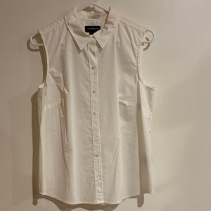 Liz Claiborne White Sleeveless Button Down Shirt